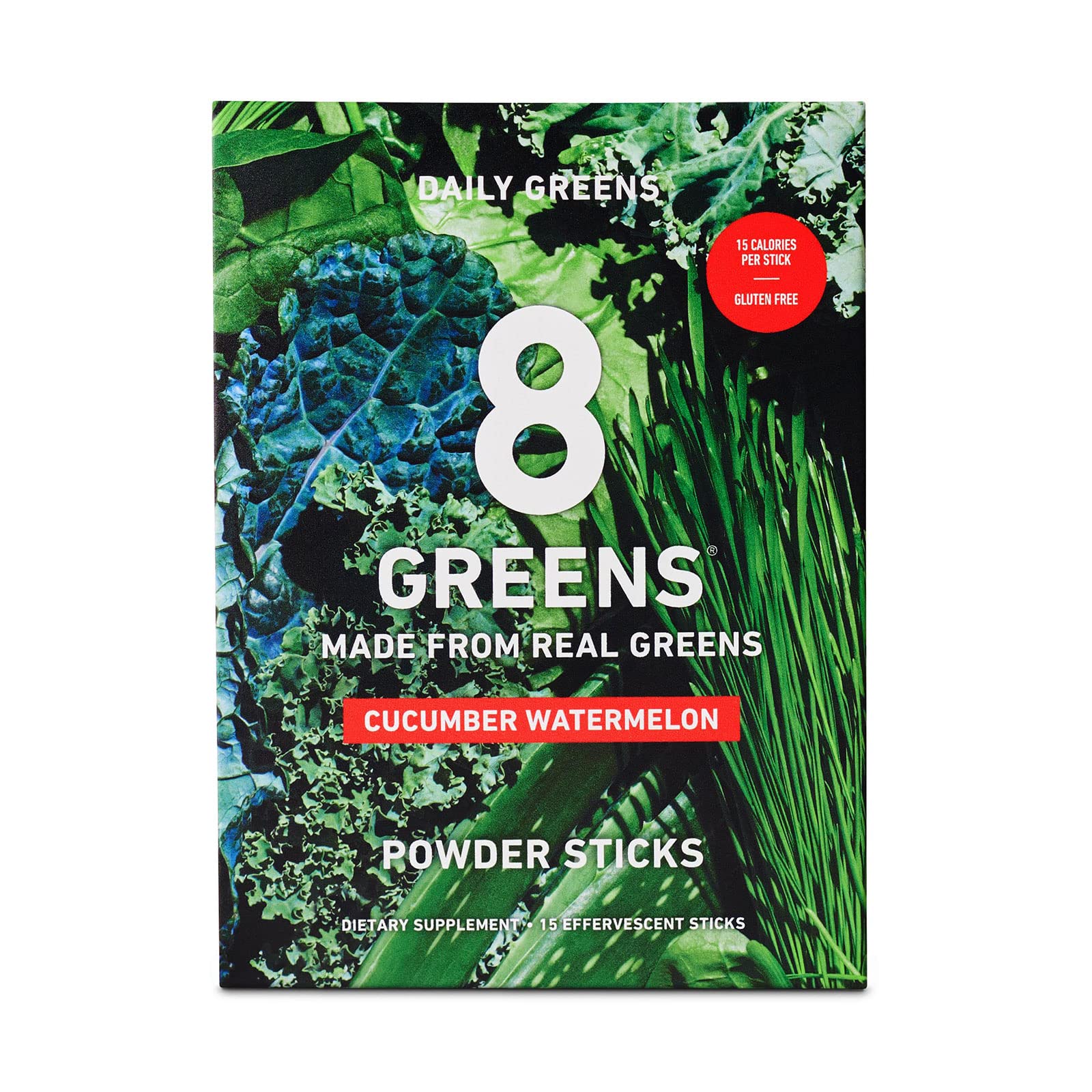8Greens Daily Powder Sticks - Daily Superfood- Super Greens Vitamins, Vegan, Gluten Free, Non-GMO, Variety Pack (Pack of 15 Sticks)