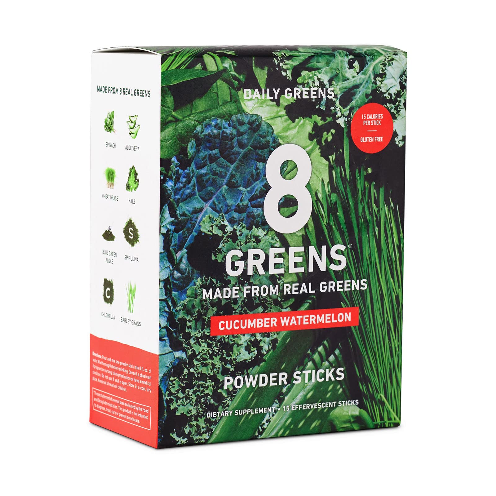 8Greens Daily Powder Sticks - Daily Superfood- Super Greens Vitamins, Vegan, Gluten Free, Non-GMO, Variety Pack (Pack of 15 Sticks)