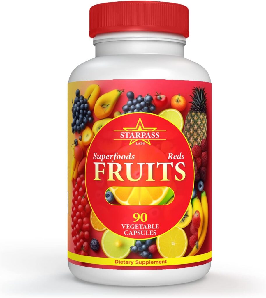 Vegetarian Balance of Superfoods Reds Fruits and Greens | Vegan Vegetables Fruits and Veggie | Natural Balance of 90 Fruits, 90 Veggies Capsules for Men, Women and Kids | Nature Vitamins and Minerals