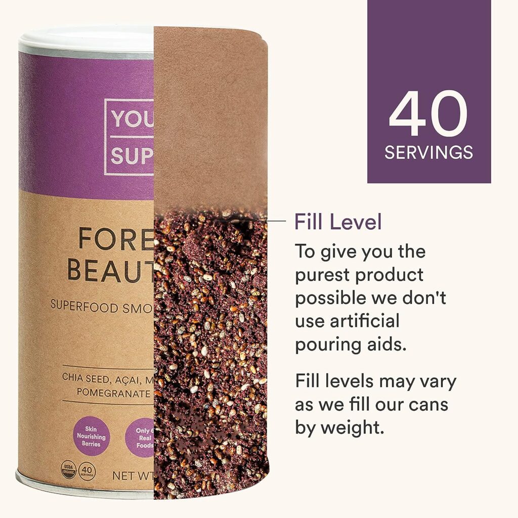 Your Super Forever Beautiful Superfood Blend – Organic Superfood Powder for Healthy Skin and Hair, with Organic Açaí, Powder, Maqui Berry, Maca, and Acerola (40 Servings)