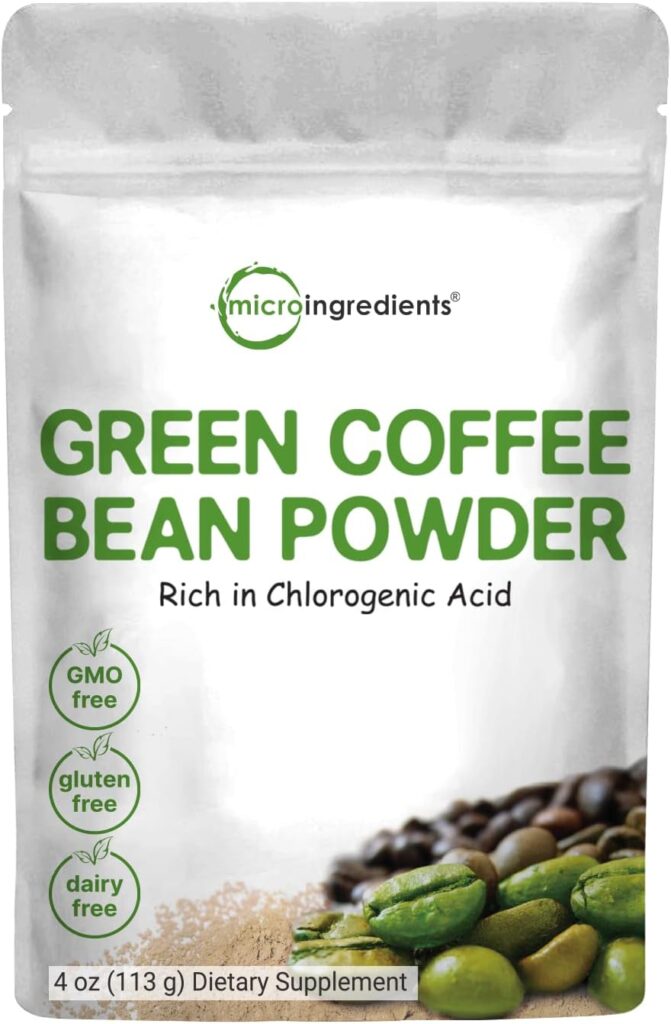 Pure Green Coffee Bean Extract, 4 Ounce, Filler Free with Natural Caffeine, Green Coffee Bean Fat Burn Supplement with 50% Chlorogenic Acid, Supports Metabolism and Weight Management, Vegan Friendly